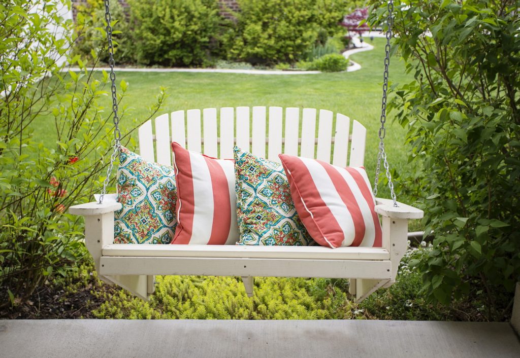 front of your home patio furniture red cushions