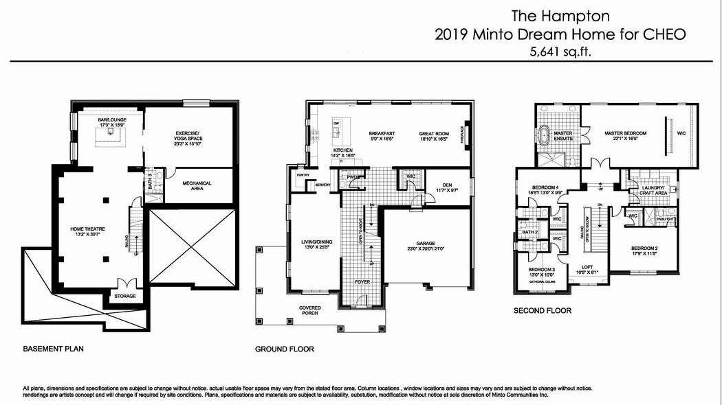 Minto dream home CHEO Dream of a Lifetime Lottery floor plan