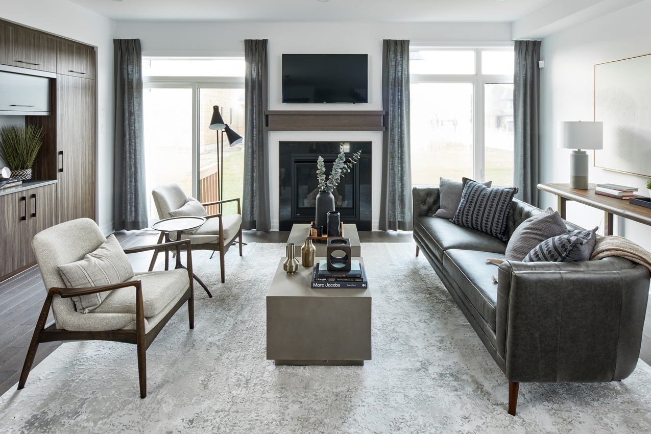 model home frenzy mid-century modern Richcraft living room
