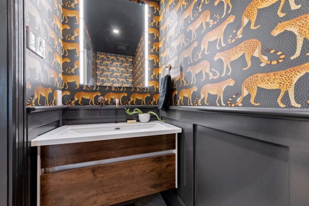 artium design build powder room wallpaper Ottawa design new homes renovations
