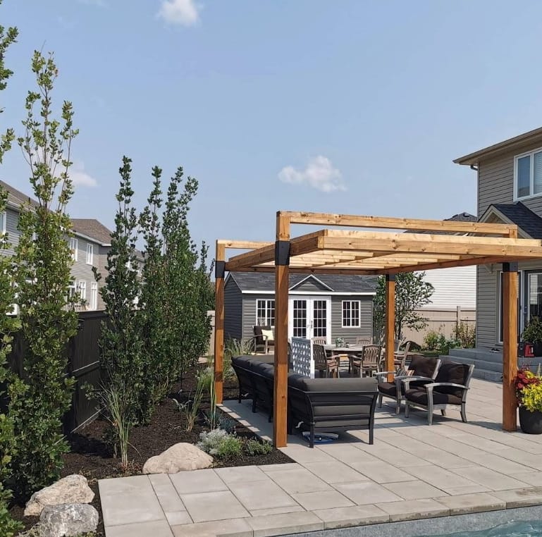 backyard wild ridge landscapes ottawa outdoor spaces pergola patio