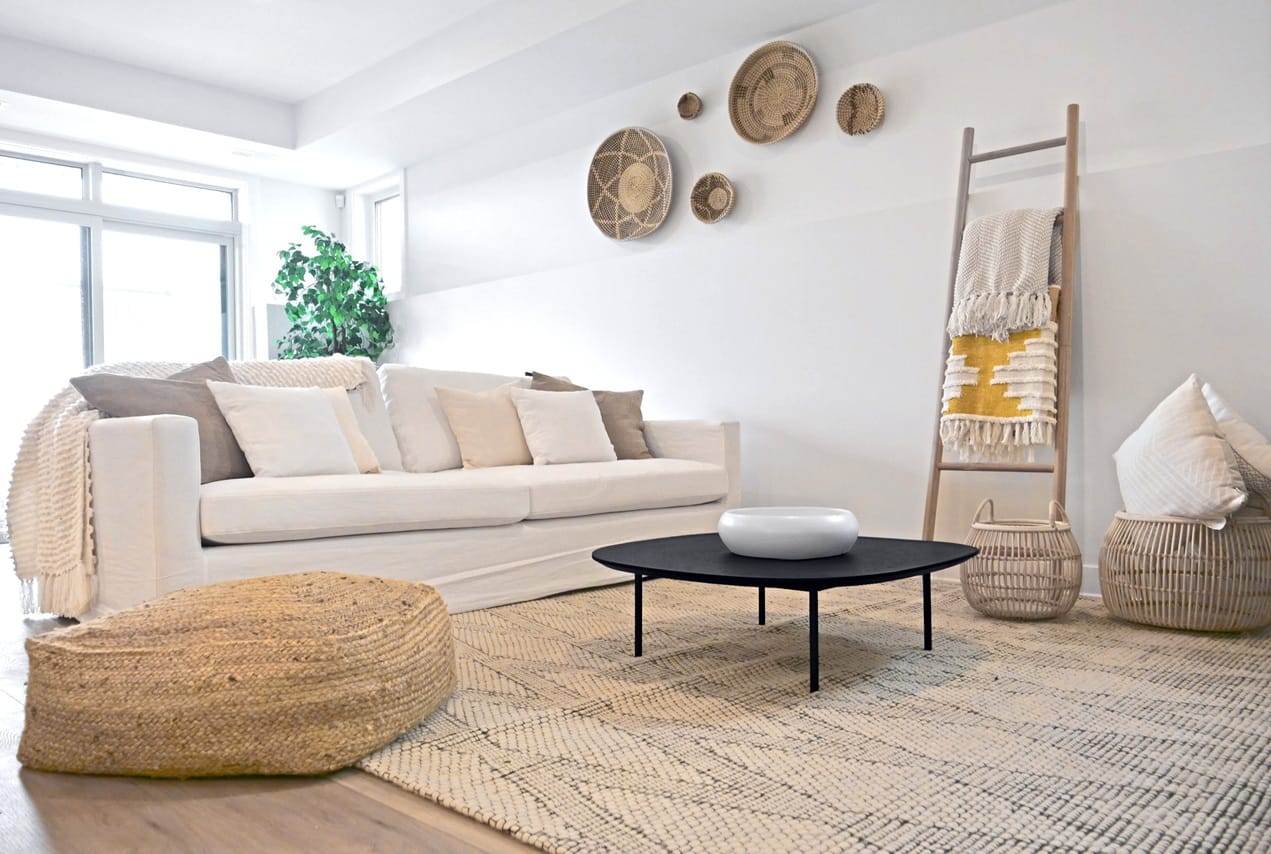 Ottawa construction condos Brixton white sofa living room Leitrim flats