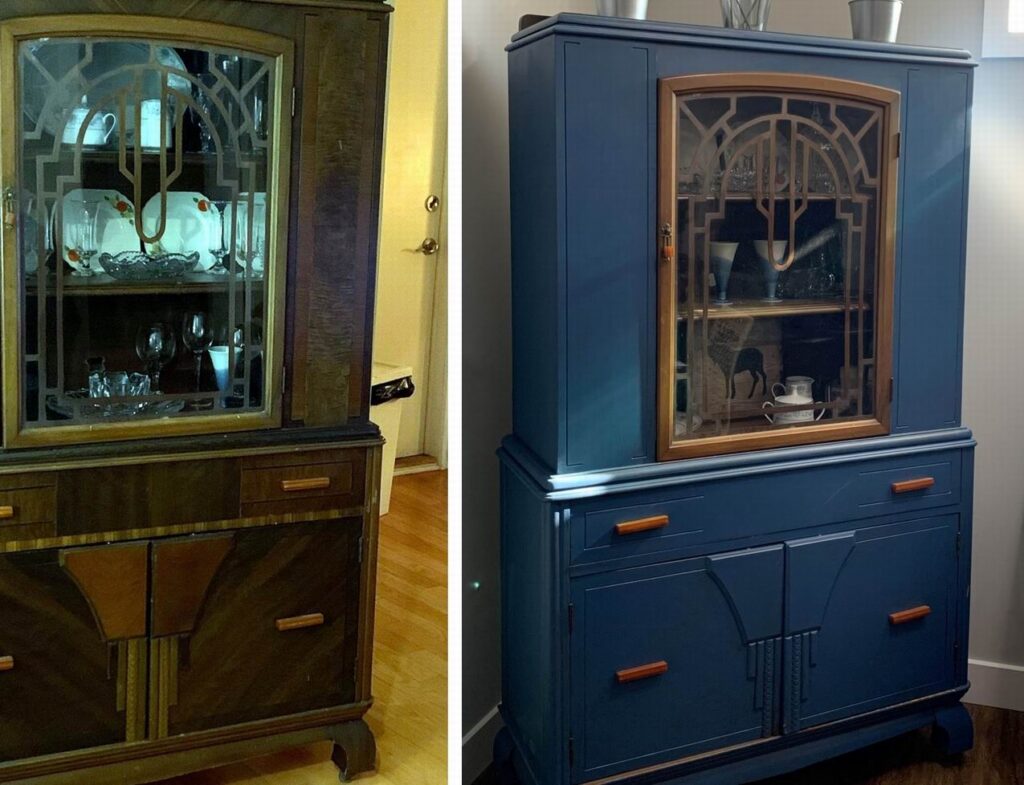 before and after painted cabinet