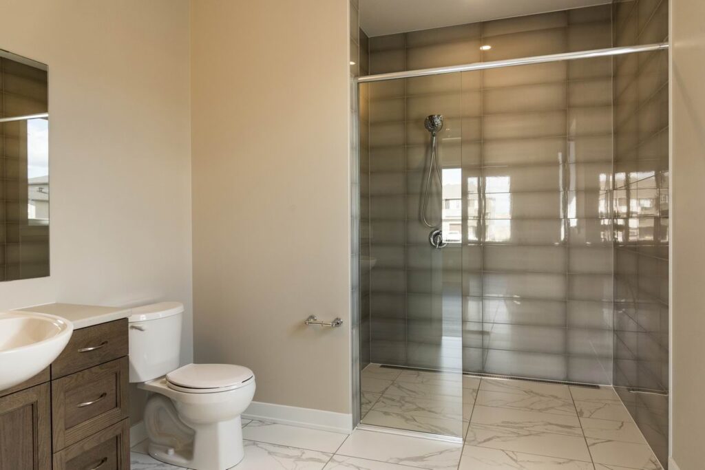 accessible bathroom curbless shower Ottawa new homes Cardel Homes Lancaster Independence option