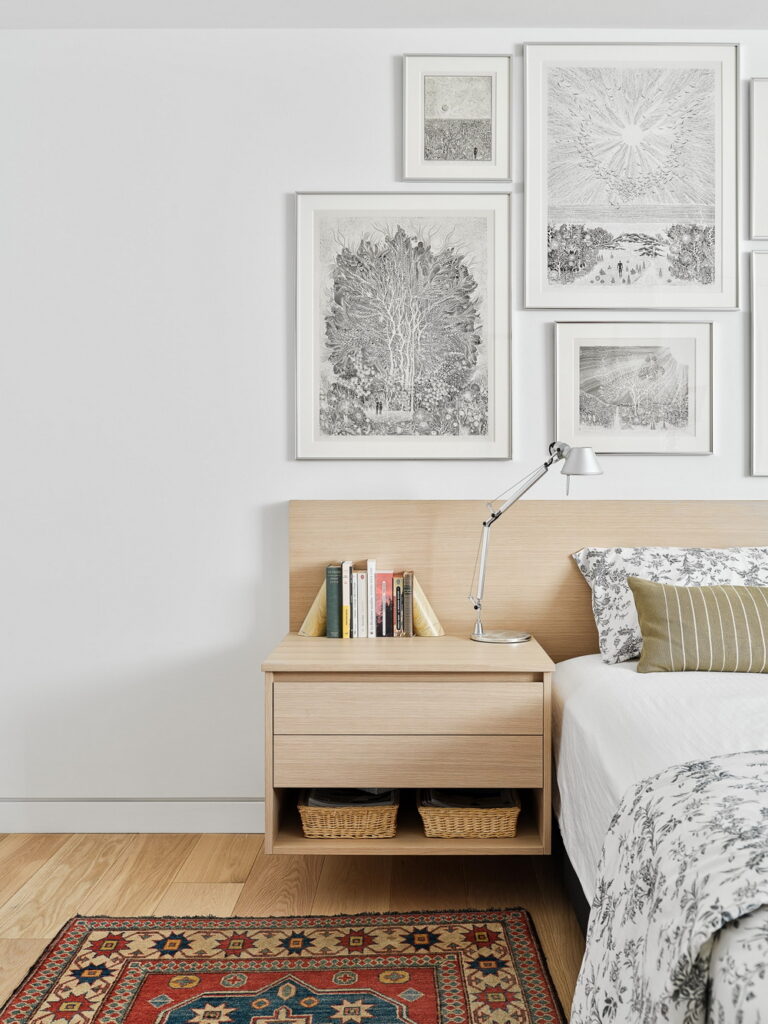 bedroom floating night table Simmonds Architecture Crossford Construction Cedar Ridge Designs