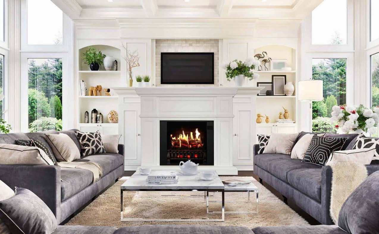 cottage makeover living room fireplace