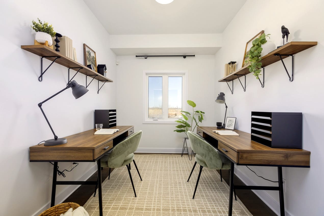 Ottawa construction two-storey single Hazelton riverside south net zero ready home office two desks