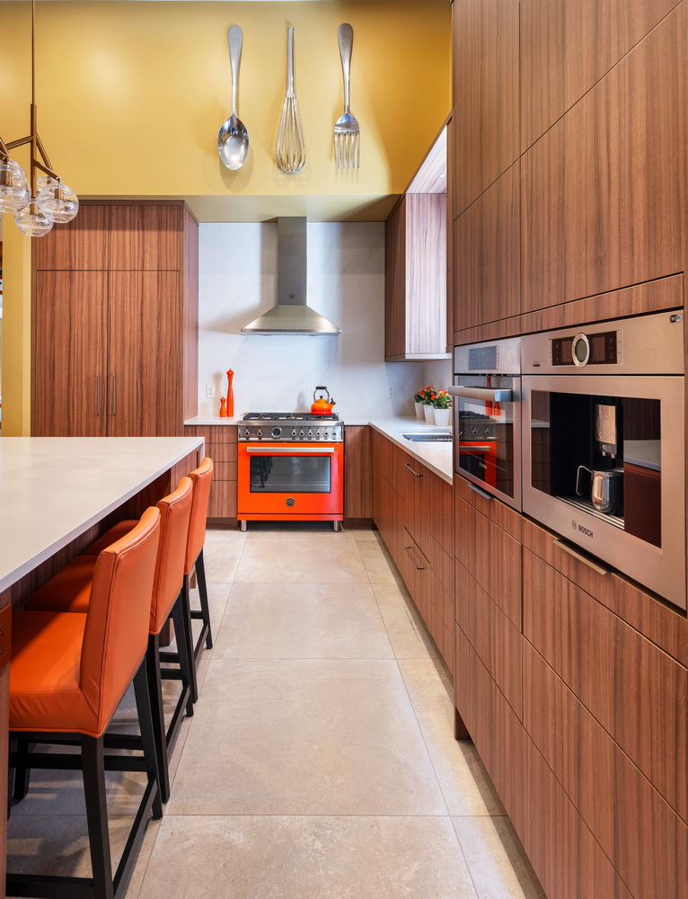 adding colour ottawa kitchens laurysen orange stove contemporary