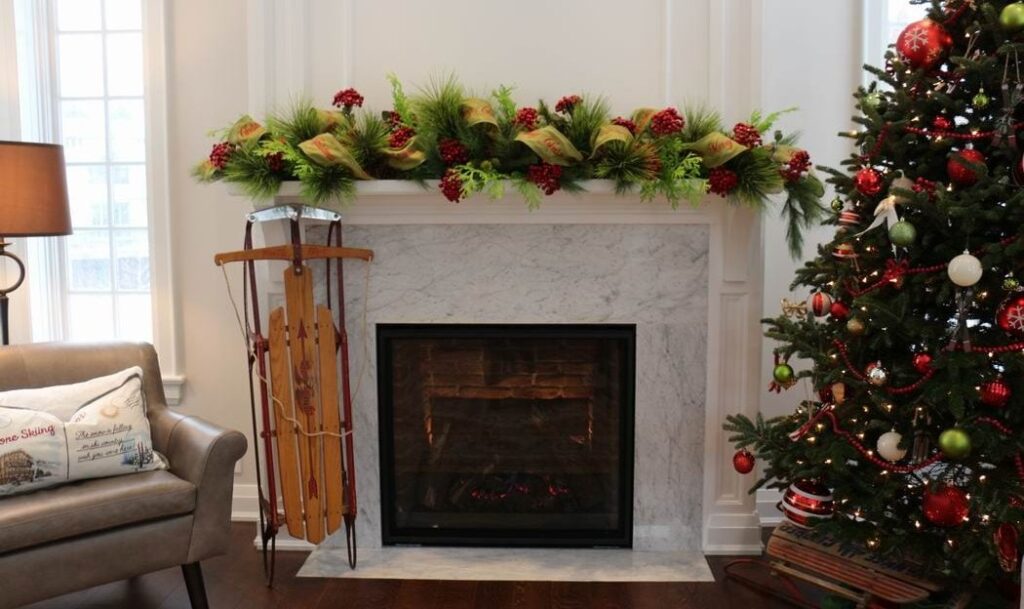 Homes for the Holidays Scrims Florist Christmas decorating mantel garland