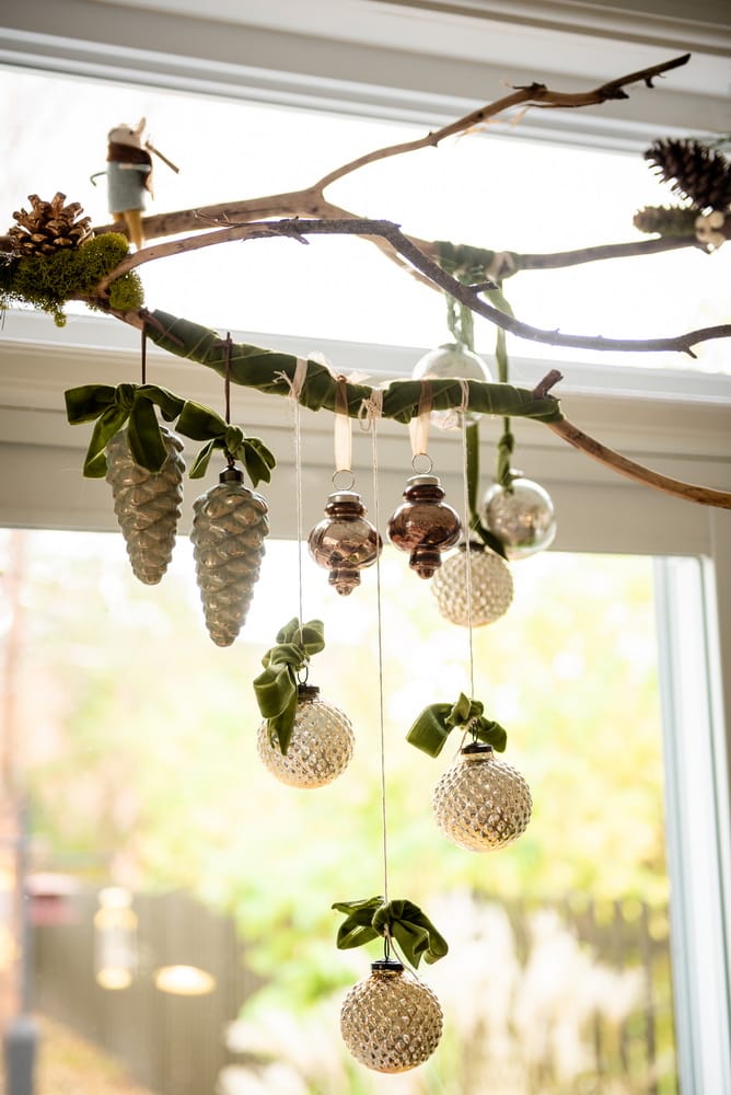 sue pitchforth last-minute festive touches christmas decor branch ornaments