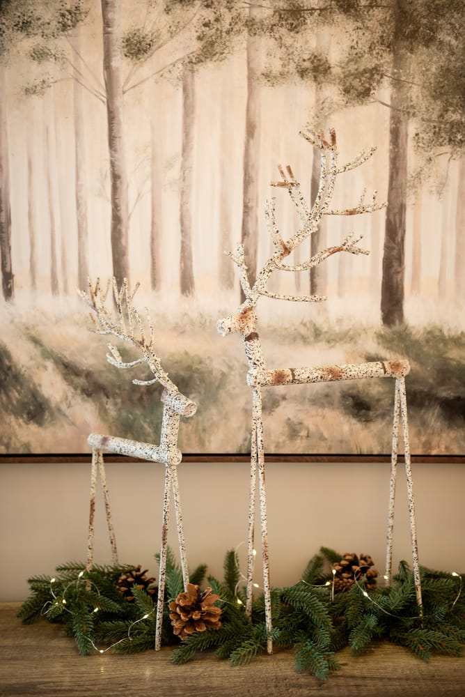 sue pitchforth last-minute festive touches christmas decor reindeer vignette twinkle lights
