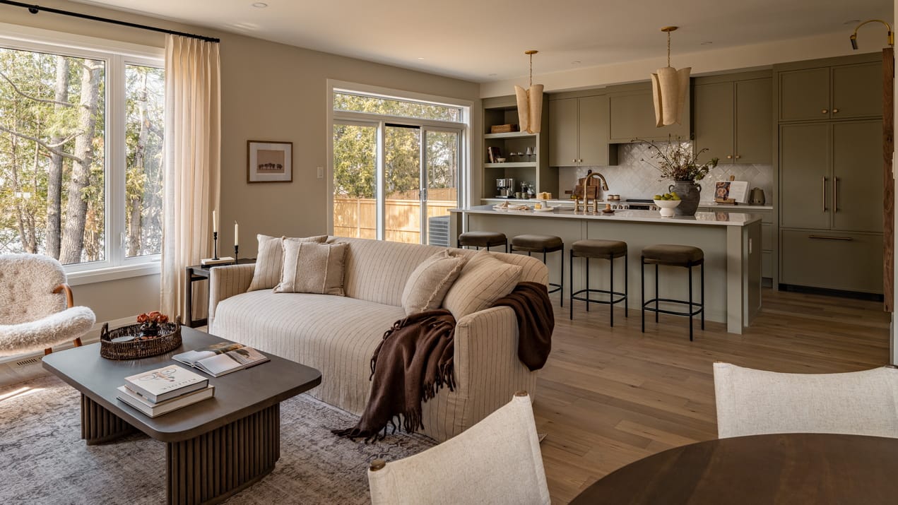 fernbank union west Stittsville Glenview homes reveli ottawa new homes neutrals open concept living room kitchen sage green