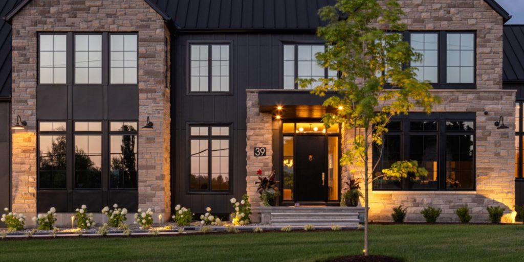 front of your home exterior façade stone lighting