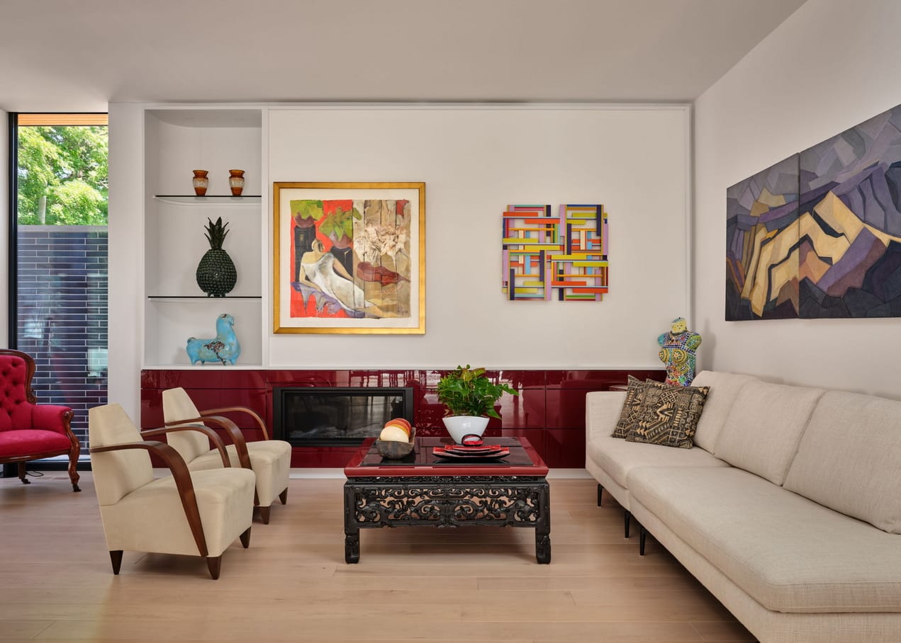 2025 Housing Design Awards Ottawa homes Flynn architect casa verde construction living room red fireplace