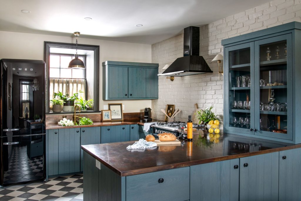 country kitchen blue cabinets cupboards ottawa renovation tanya collins