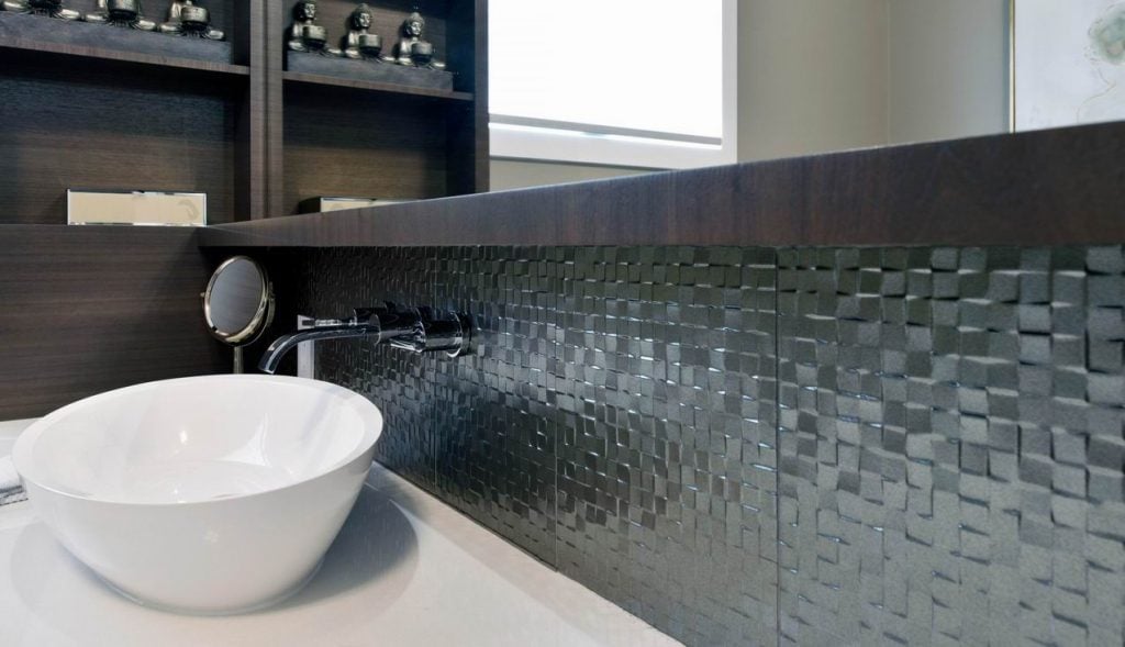 metallic tile ensuite backsplash Ottawa homes